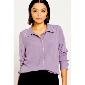 Universal Standard Better than Silk purple Button Down Long Sleeve top M (18-20)